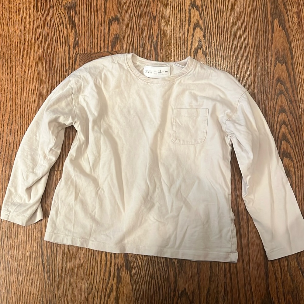 Zara long sleeve tan tshirt girls 4-5